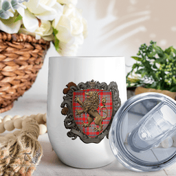 Scottish Moubray Clan Badge Scottish Rampant Lion Wine Tartan Tumbler Scottish Plaid Tartan Plaid - ScotsTee - scotstee.com