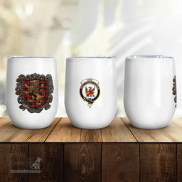 Scottish Mow Clan Badge Scottish Rampant Lion Wine Tartan Tumbler Scottish Plaid Tartan Plaid - ScotsTee - scotstee.com