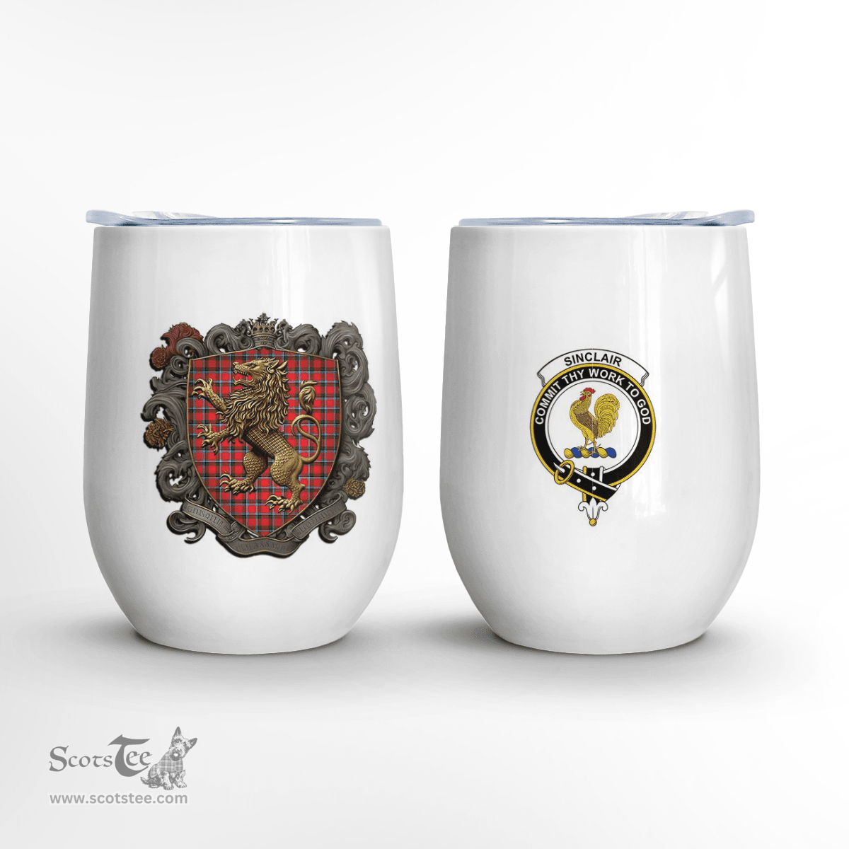 Scottish Sinclair Clan Badge Scottish Rampant Lion Wine Tartan Tumbler Scottish Plaid Tartan Plaid - ScotsTee - scotstee.com