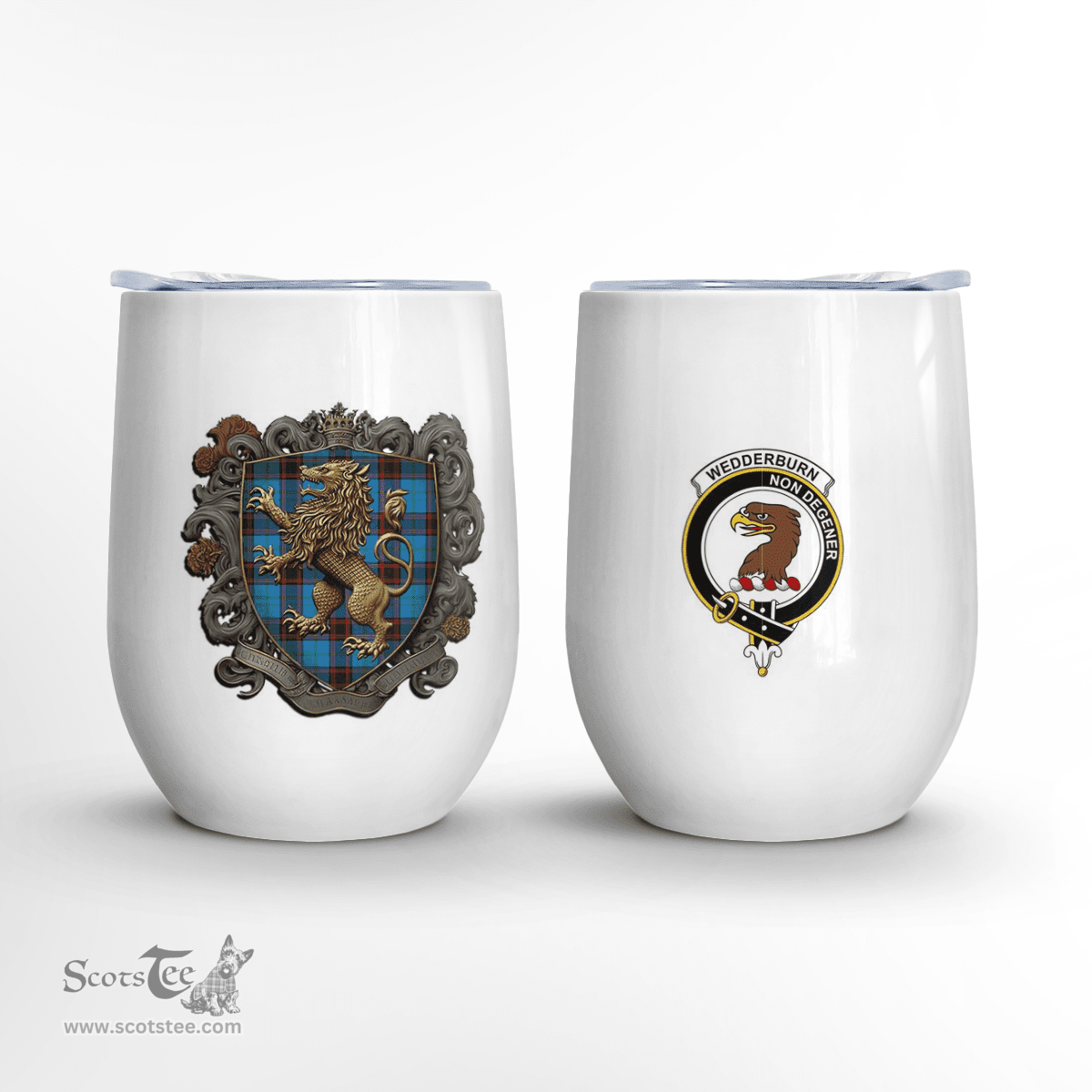 Scottish Wedderburn Clan Badge Scottish Rampant Lion Wine Tartan Tumbler Scottish Plaid Tartan Plaid - ScotsTee - scotstee.com
