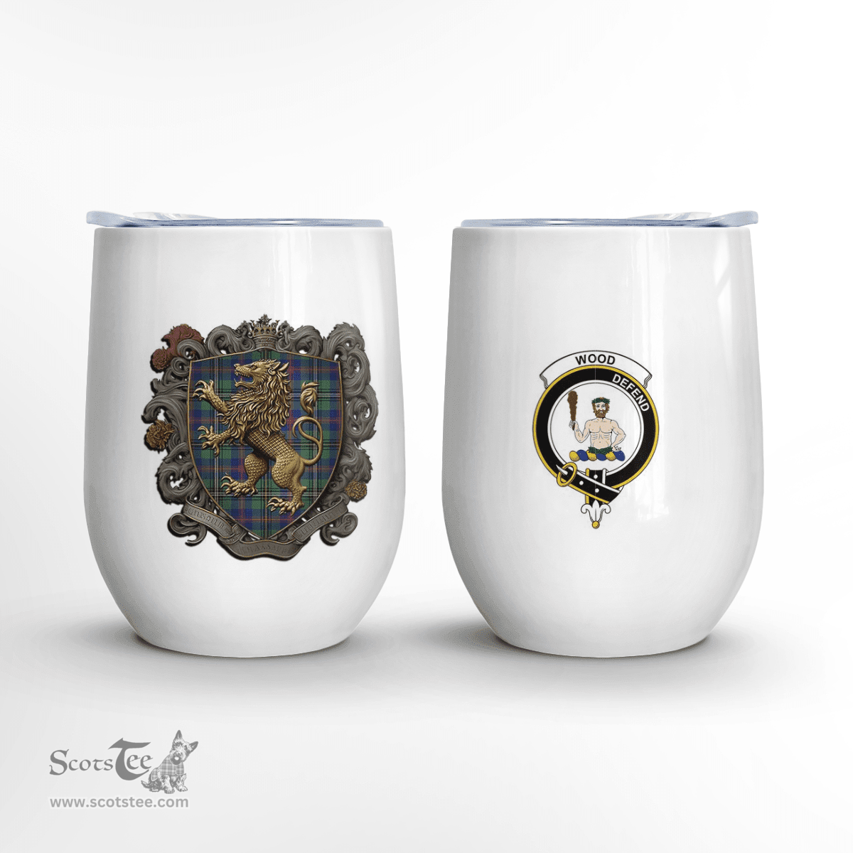 Scottish Wood Clan Badge Scottish Rampant Lion Wine Tartan Tumbler Scottish Plaid Tartan Plaid - ScotsTee - scotstee.com