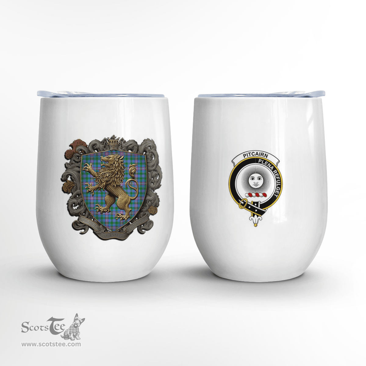 Scottish Pitcairn Clan Badge Scottish Rampant Lion Wine Tartan Tumbler Scottish Plaid Tartan Plaid - ScotsTee - scotstee.com