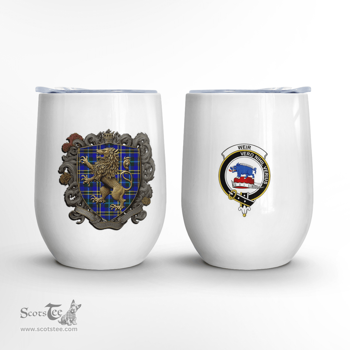 Scottish Weir Clan Badge Scottish Rampant Lion Wine Tartan Tumbler Scottish Plaid Tartan Plaid - ScotsTee - scotstee.com