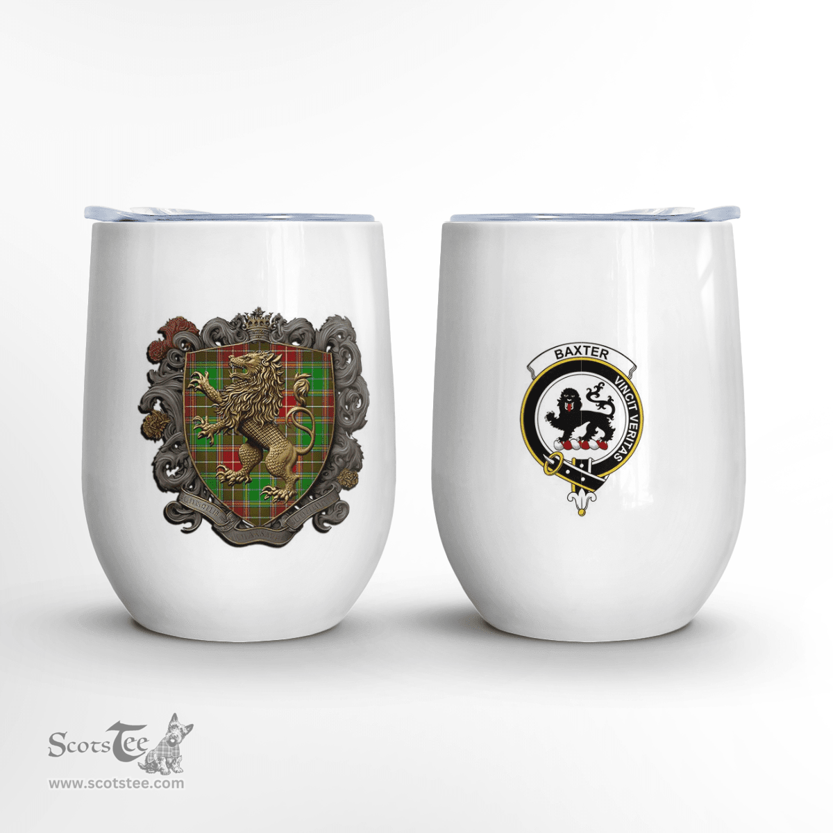 Scottish Baxter Clan Badge Scottish Rampant Lion Wine Tartan Tumbler Scottish Plaid Tartan Plaid - ScotsTee - scotstee.com