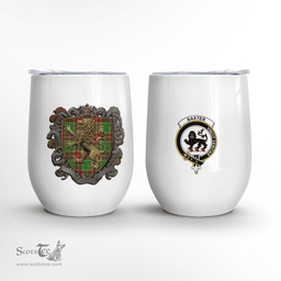 Scottish Baxter Clan Badge Scottish Rampant Lion Wine Tartan Tumbler Scottish Plaid Tartan Plaid - ScotsTee - scotstee.com