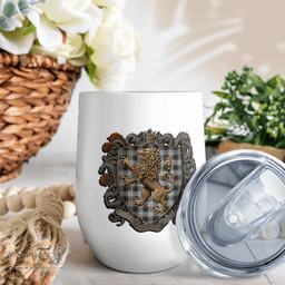Scottish Glendinning Clan Badge Scottish Rampant Lion Wine Tartan Tumbler Scottish Plaid Tartan Plaid - ScotsTee - scotstee.com