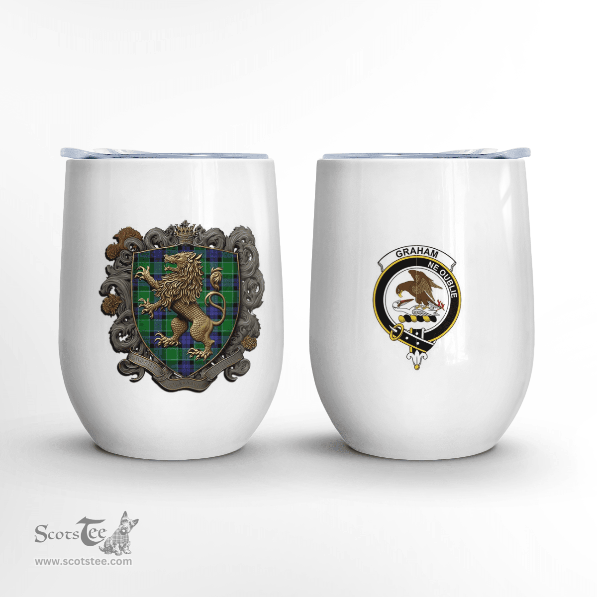 Scottish Graham Clan Badge Scottish Rampant Lion Wine Tartan Tumbler Scottish Plaid Tartan Plaid - ScotsTee - scotstee.com
