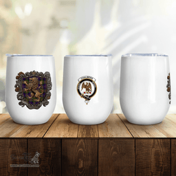 Scottish Chalmers Balnacraig Clan Badge Scottish Rampant Lion Wine Tartan Tumbler Scottish Plaid Tartan Plaid - ScotsTee - scotstee.com