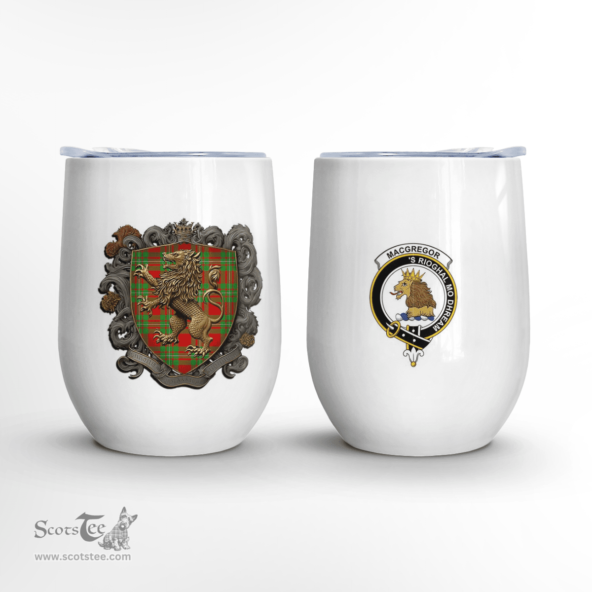 Scottish Macgregor Clan Badge Scottish Rampant Lion Wine Tartan Tumbler Scottish Plaid Tartan Plaid - ScotsTee - scotstee.com