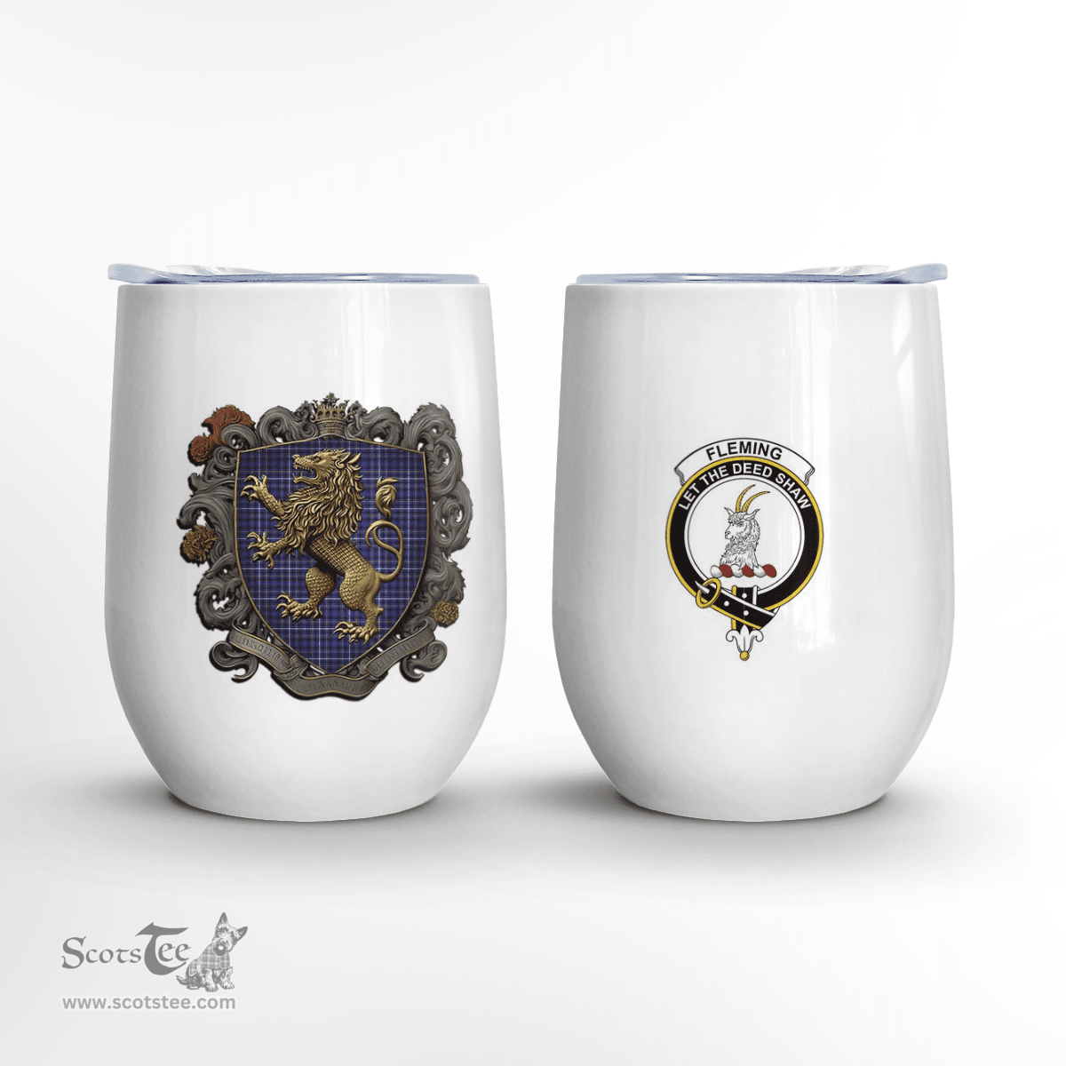 Scottish Fleming Clan Badge Scottish Rampant Lion Wine Tartan Tumbler Scottish Plaid Tartan Plaid - ScotsTee - scotstee.com
