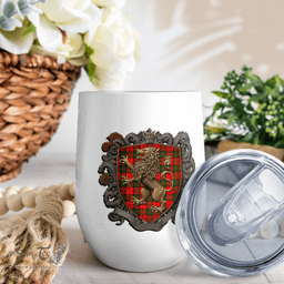 Scottish Dunbar Clan Badge Scottish Rampant Lion Wine Tartan Tumbler Scottish Plaid Tartan Plaid - ScotsTee - scotstee.com
