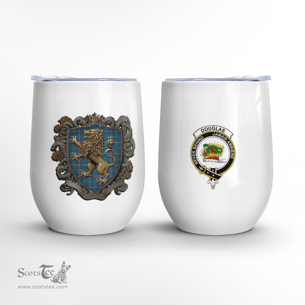 Scottish Douglas Clan Badge Scottish Rampant Lion Wine Tartan Tumbler Scottish Plaid Tartan Plaid - ScotsTee - scotstee.com