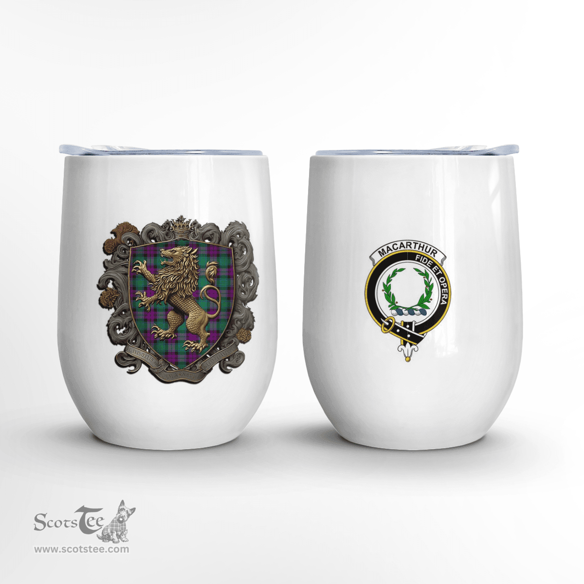 Scottish Macarthur Clan Badge Scottish Rampant Lion Wine Tartan Tumbler Scottish Plaid Tartan Plaid - ScotsTee - scotstee.com