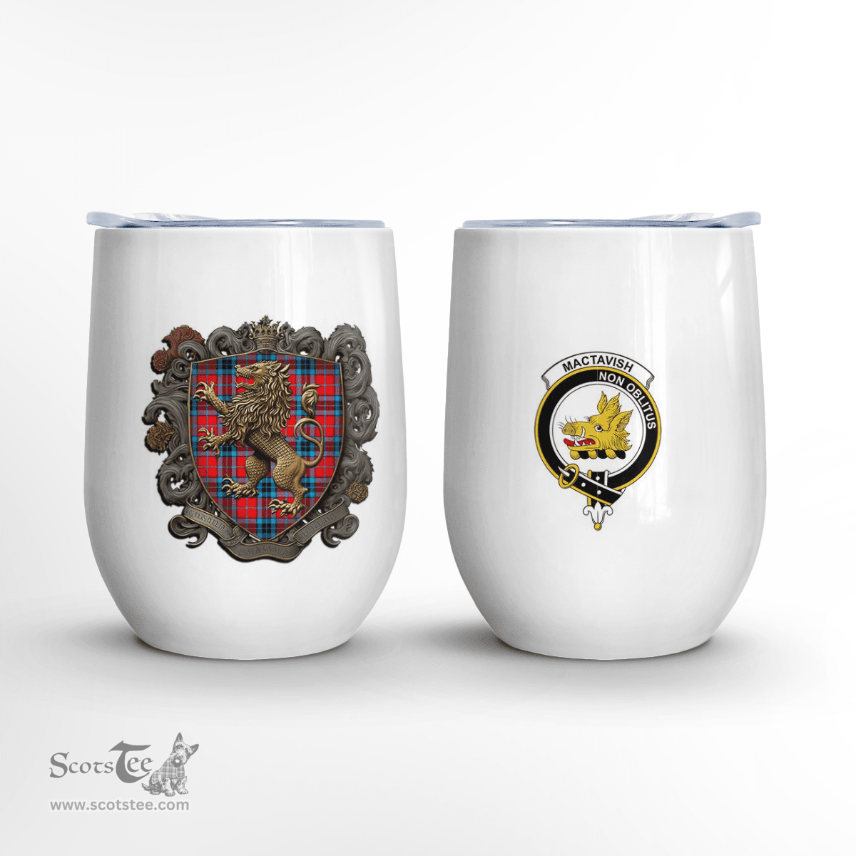 Scottish Mactavish Clan Badge Scottish Rampant Lion Wine Tartan Tumbler Scottish Plaid Tartan Plaid - ScotsTee - scotstee.com