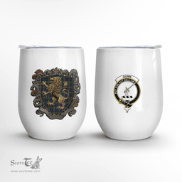 Scottish Gunn Clan Badge Scottish Rampant Lion Wine Tartan Tumbler Scottish Plaid Tartan Plaid - ScotsTee - scotstee.com