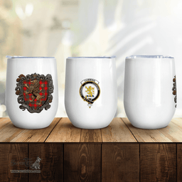 Scottish Cumming Clan Badge Scottish Rampant Lion Wine Tartan Tumbler Scottish Plaid Tartan Plaid - ScotsTee - scotstee.com