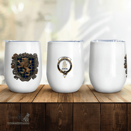 Scottish Lamont Clan Badge Scottish Rampant Lion Wine Tartan Tumbler Scottish Plaid Tartan Plaid - ScotsTee - scotstee.com