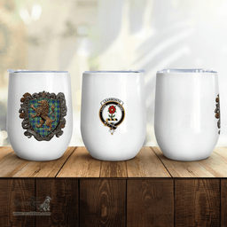 Scottish Learmonth Clan Badge Scottish Rampant Lion Wine Tartan Tumbler Scottish Plaid Tartan Plaid - ScotsTee - scotstee.com