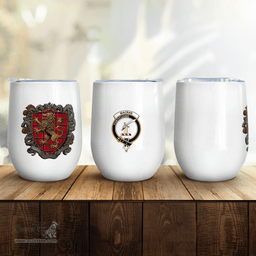 Scottish Macrae Clan Badge Scottish Rampant Lion Wine Tartan Tumbler Scottish Plaid Tartan Plaid - ScotsTee - scotstee.com