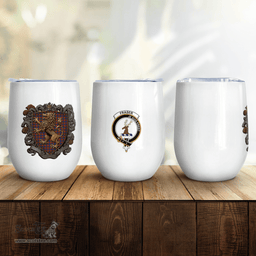Scottish Fraser Of Lovat Clan Badge Scottish Rampant Lion Wine Tartan Tumbler Scottish Plaid Tartan Plaid - ScotsTee - scotstee.com