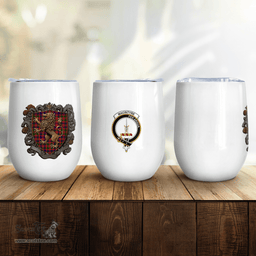 Scottish Macintyre Clan Badge Scottish Rampant Lion Wine Tartan Tumbler Scottish Plaid Tartan Plaid - ScotsTee - scotstee.com