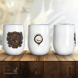Scottish Bethune Clan Badge Scottish Rampant Lion Wine Tartan Tumbler Scottish Plaid Tartan Plaid - ScotsTee - scotstee.com