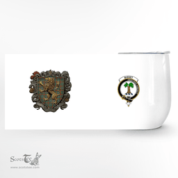 Scottish Bisset Clan Badge Scottish Rampant Lion Wine Tartan Tumbler Scottish Plaid Tartan Plaid - ScotsTee - scotstee.com