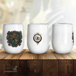 Scottish Lyon Clan Badge Scottish Rampant Lion Wine Tartan Tumbler Scottish Plaid Tartan Plaid - ScotsTee - scotstee.com