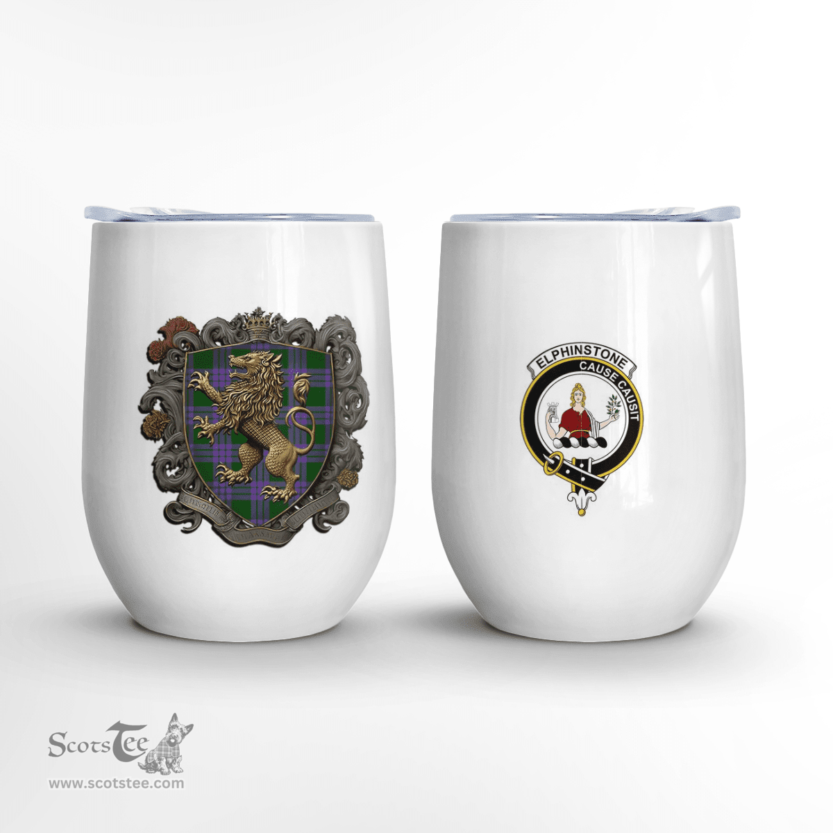 Scottish Elphinstone Clan Badge Scottish Rampant Lion Wine Tartan Tumbler Scottish Plaid Tartan Plaid - ScotsTee - scotstee.com