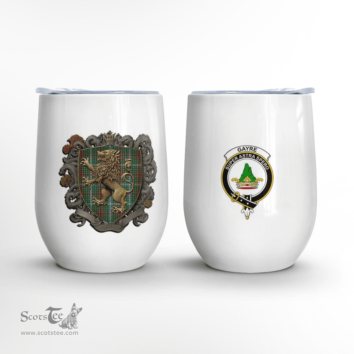 Scottish Gayre Clan Badge Scottish Rampant Lion Wine Tartan Tumbler Scottish Plaid Tartan Plaid - ScotsTee - scotstee.com