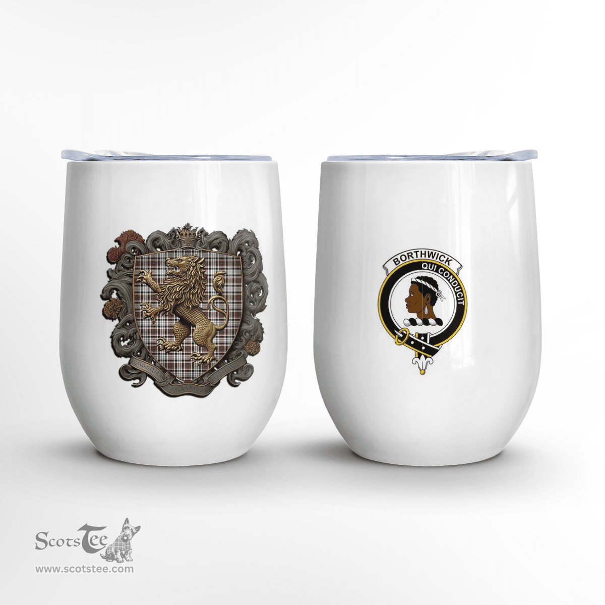 Scottish Borthwick Clan Badge Scottish Rampant Lion Wine Tartan Tumbler Scottish Plaid Tartan Plaid - ScotsTee - scotstee.com