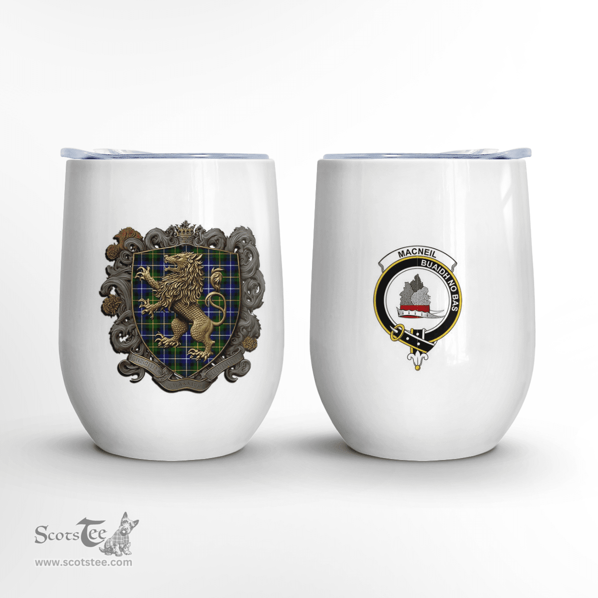 Scottish Macneil Of Barra Clan Badge Scottish Rampant Lion Wine Tartan Tumbler Scottish Plaid Tartan Plaid - ScotsTee - scotstee.com