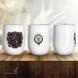 Scottish Maule Clan Badge Scottish Rampant Lion Wine Tartan Tumbler Scottish Plaid Tartan Plaid - ScotsTee - scotstee.com