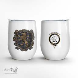 Scottish Fletcher Clan Badge Scottish Rampant Lion Wine Tartan Tumbler Scottish Plaid Tartan Plaid - ScotsTee - scotstee.com