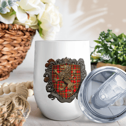 Scottish Hepburn Clan Badge Scottish Rampant Lion Wine Tartan Tumbler Scottish Plaid Tartan Plaid - ScotsTee - scotstee.com