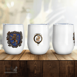 Scottish Kirkaldy Clan Badge Scottish Rampant Lion Wine Tartan Tumbler Scottish Plaid Tartan Plaid - ScotsTee - scotstee.com
