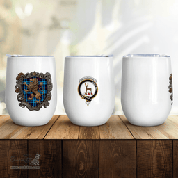 Scottish Maccorquodale Clan Badge Scottish Rampant Lion Wine Tartan Tumbler Scottish Plaid Tartan Plaid - ScotsTee - scotstee.com