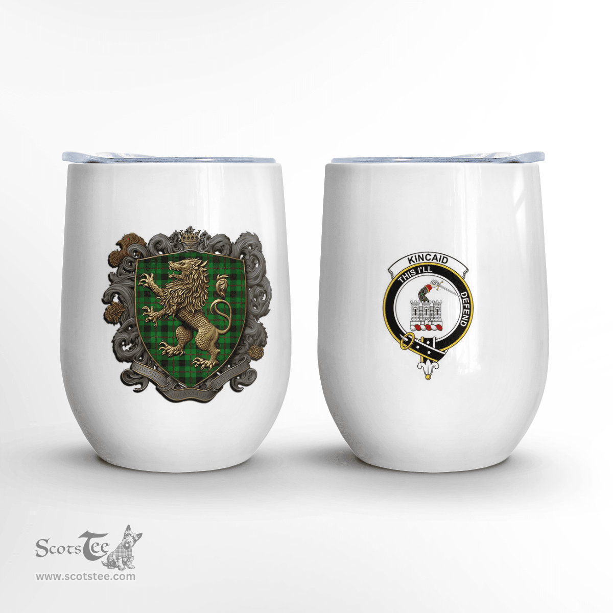 Scottish Kincaid Clan Badge Scottish Rampant Lion Wine Tartan Tumbler Scottish Plaid Tartan Plaid - ScotsTee - scotstee.com