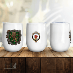Scottish Lundin Clan Badge Scottish Rampant Lion Wine Tartan Tumbler Scottish Plaid Tartan Plaid - ScotsTee - scotstee.com