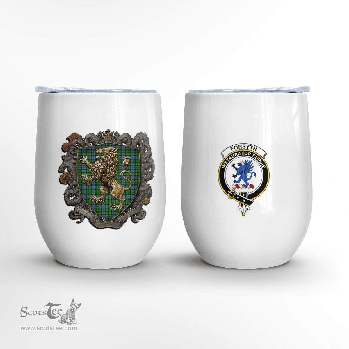Scottish Forsyth Clan Badge Scottish Rampant Lion Wine Tartan Tumbler Scottish Plaid Tartan Plaid - ScotsTee - scotstee.com