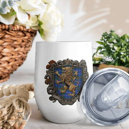 Scottish Edmonstone Of Duntreath Clan Badge Scottish Rampant Lion Wine Tartan Tumbler Scottish Plaid Tartan Plaid - ScotsTee - scotstee.com