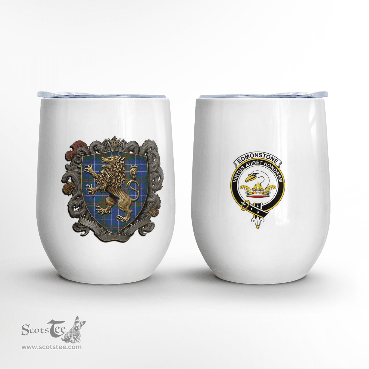 Scottish Edmonstone Of Duntreath Clan Badge Scottish Rampant Lion Wine Tartan Tumbler Scottish Plaid Tartan Plaid - ScotsTee - scotstee.com