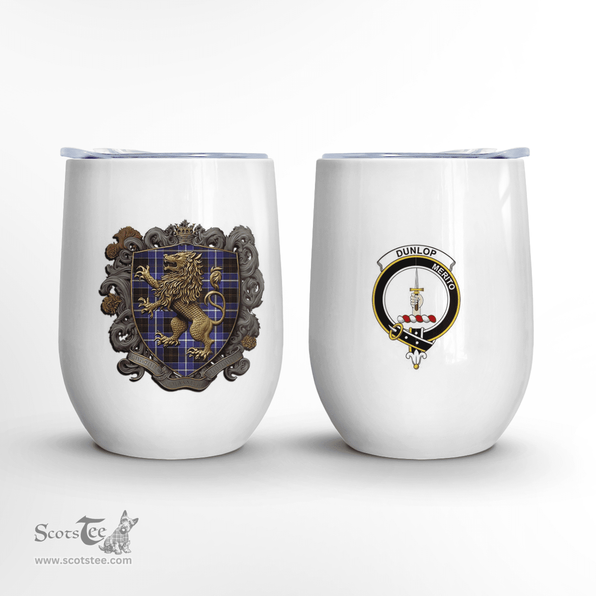 Scottish Dunlop Clan Badge Scottish Rampant Lion Wine Tartan Tumbler Scottish Plaid Tartan Plaid - ScotsTee - scotstee.com