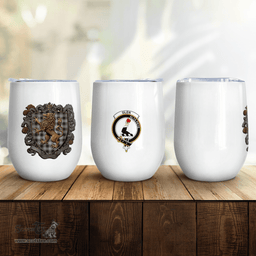Scottish Glen Clan Badge Scottish Rampant Lion Wine Tartan Tumbler Scottish Plaid Tartan Plaid - ScotsTee - scotstee.com