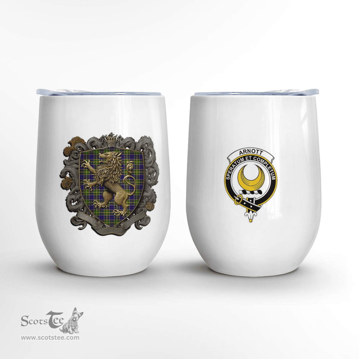 Scottish Arnott Clan Badge Scottish Rampant Lion Wine Tartan Tumbler Scottish Plaid Tartan Plaid - ScotsTee - scotstee.com
