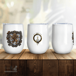 Scottish Bell Clan Badge Scottish Rampant Lion Wine Tartan Tumbler Scottish Plaid Tartan Plaid - ScotsTee - scotstee.com