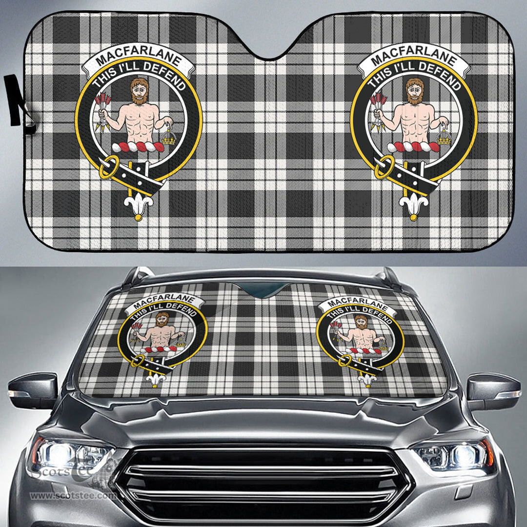 Scottish MacFarlane Black White Ancient Clan Tartan Crest Tartan Car Sun Shade Scottish Plaid Tartan Plaid - ScotsTee - scotstee.com
