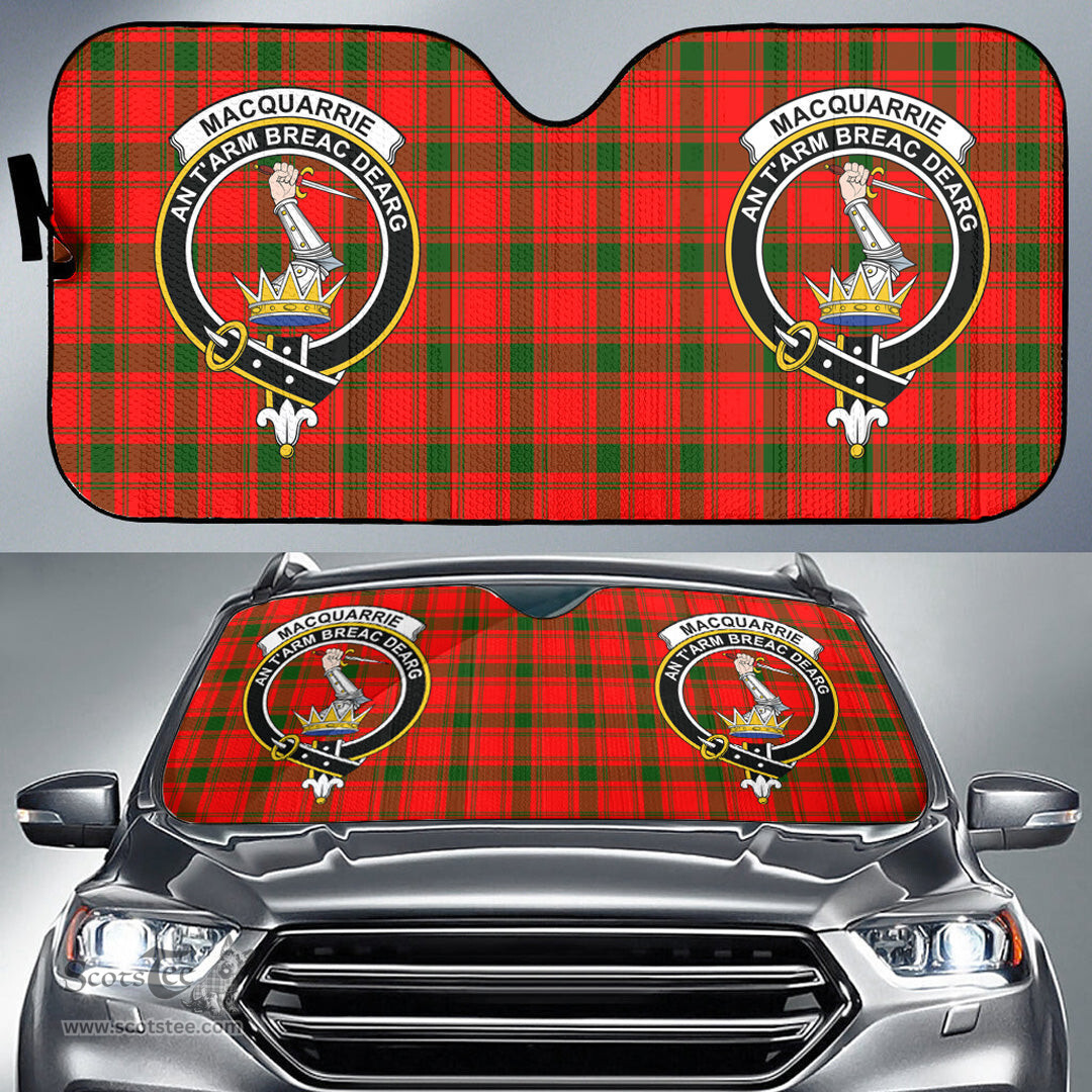 Scottish MacQuarrie Modern Clan Tartan Crest Tartan Car Sun Shade Scottish Plaid Tartan Plaid - ScotsTee - scotstee.com