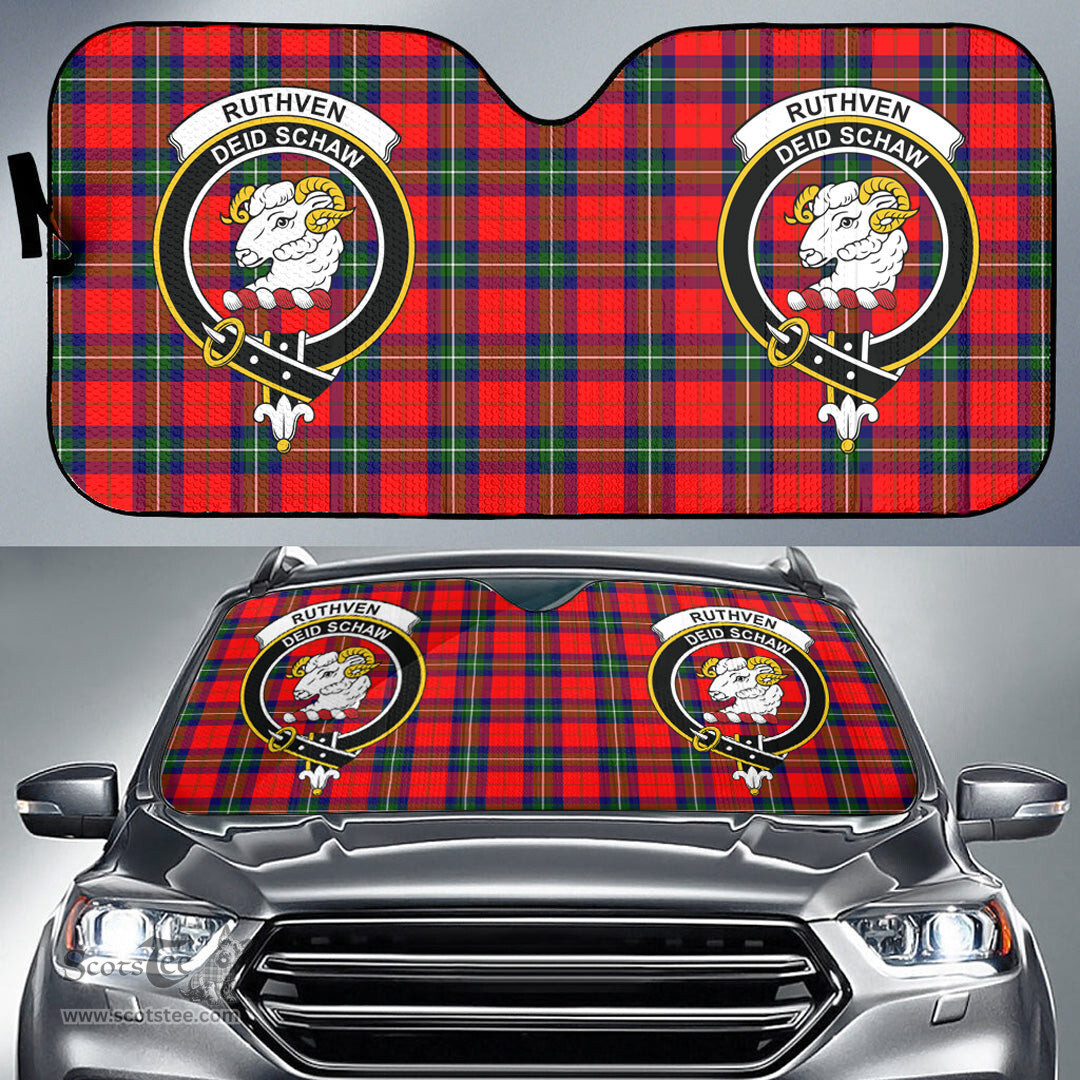 Scottish Ruthven Modern Clan Tartan Crest Tartan Car Sun Shade Scottish Plaid Tartan Plaid - ScotsTee - scotstee.com