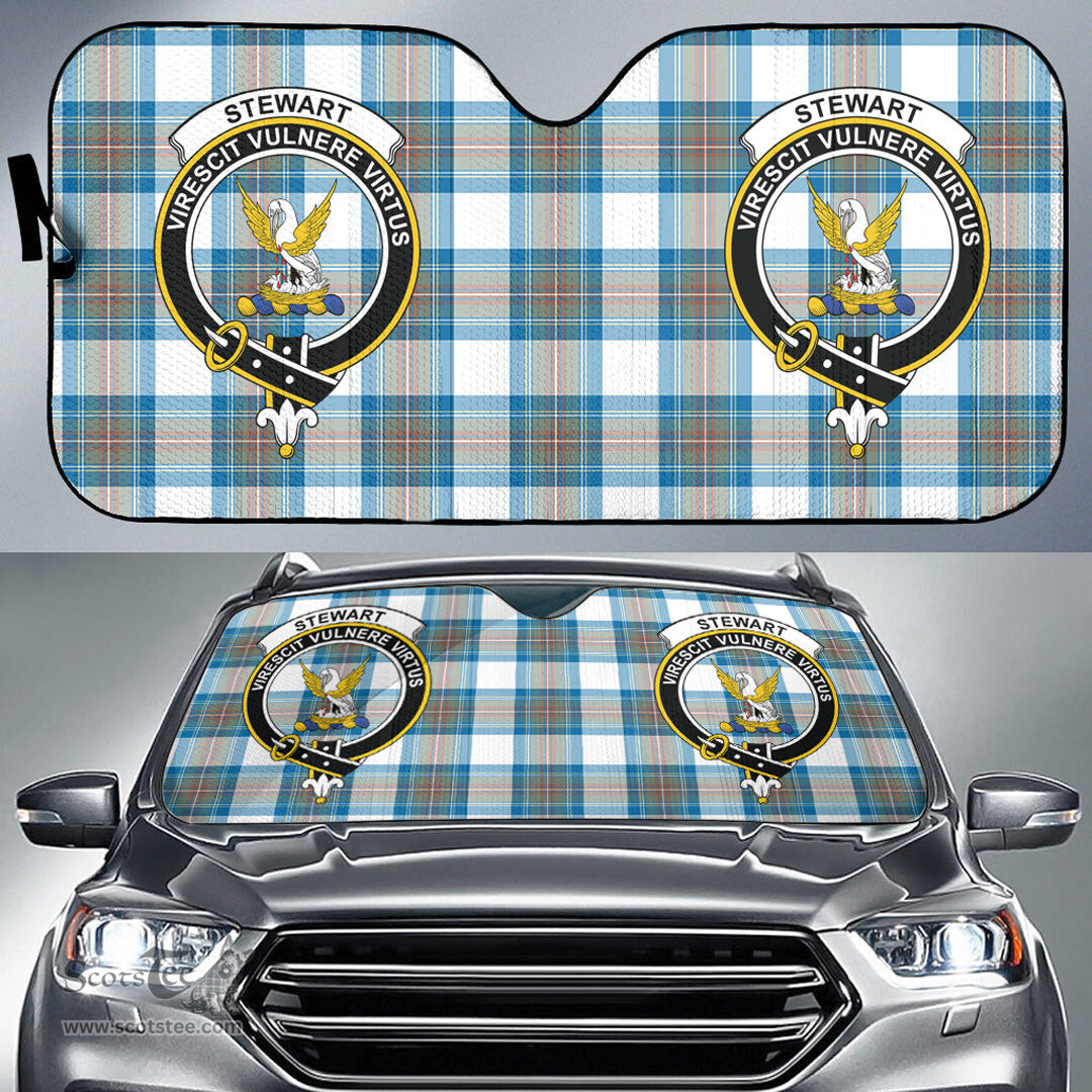 Scottish Stewart Muted Blue Clan Tartan Crest Tartan Car Sun Shade Scottish Plaid Tartan Plaid - ScotsTee - scotstee.com